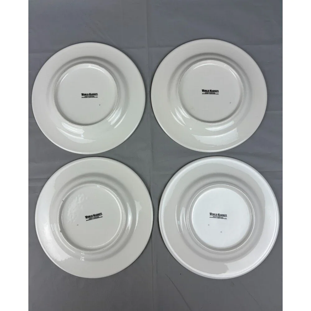 World Market Porto Salad Dessert Plate (set of 4) Mediterranean Floral 8 1/4